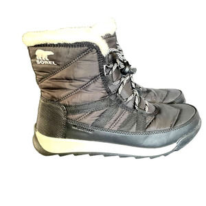 Sorel Womens Lace-Up Plush Lining Toggle Snow Boots Round Toe Size 6US Black